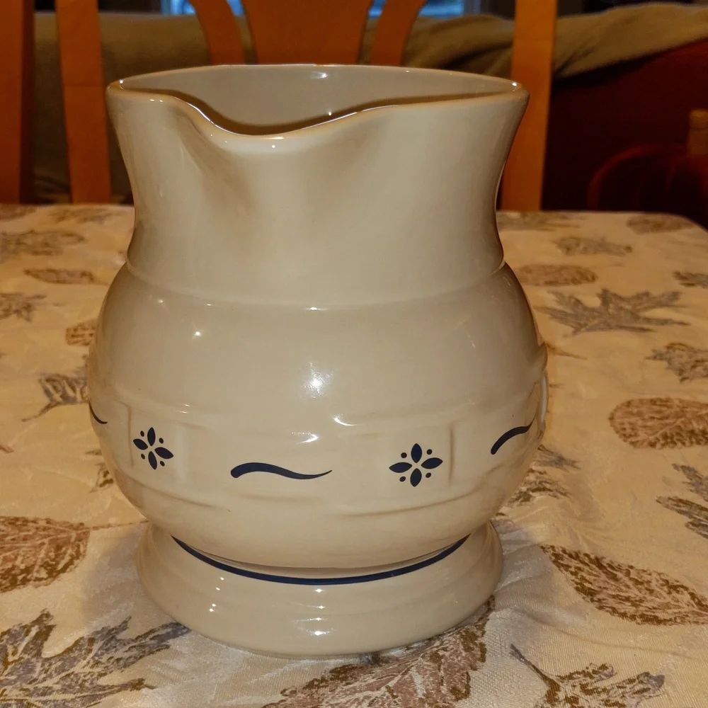 Pitcher Longaberger Woven Traditions BLUE 64 Oz 2 QT  7.25” USA Pottery Large